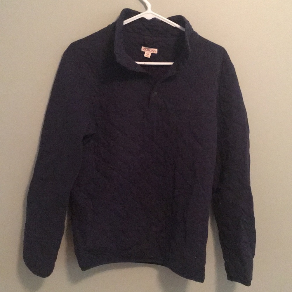 Navy quilted quarter snap sweatshirt